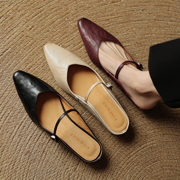 Pointed Toe Mary Jane Mule Heels for women | Clarisse