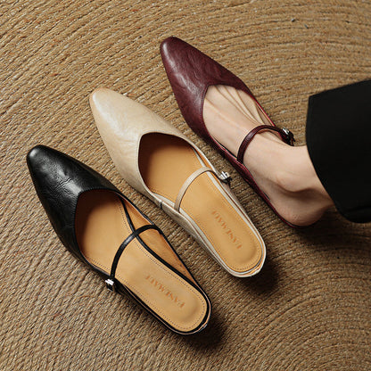 Pointed Toe Mary Jane Mule Heels for women | Clarisse
