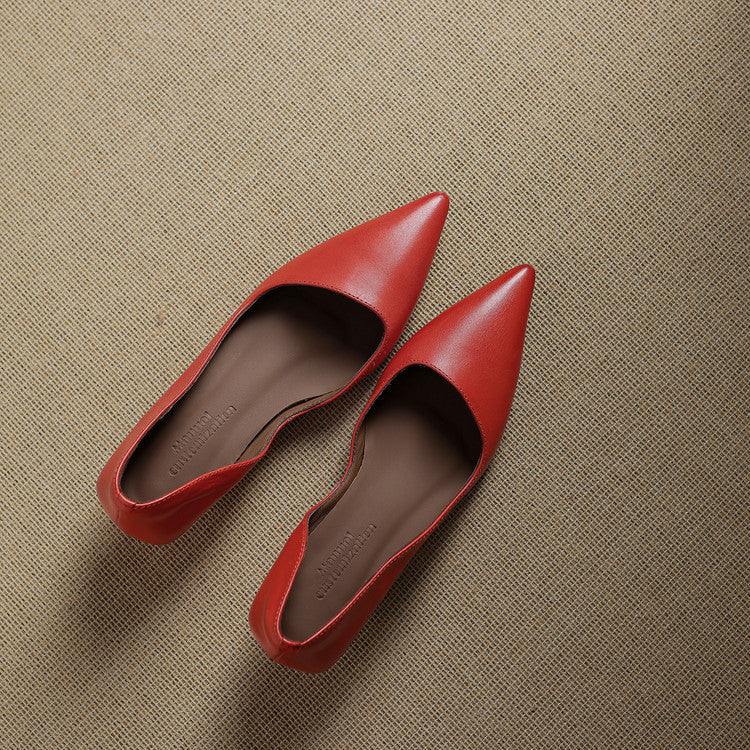 Pointed Side Open Kitten Heel Pumps for women | Elenora