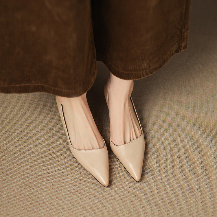 Pointed Side Open Kitten Heel Pumps for women | Elenora