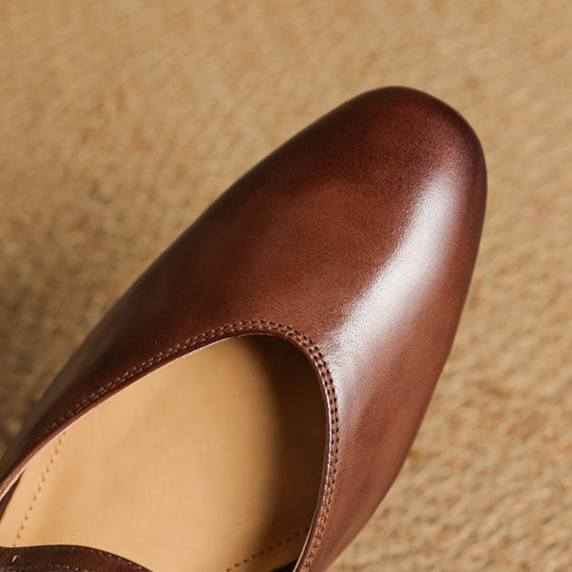 Almond Toe Mary Jane Mule Flats for women | Celestia