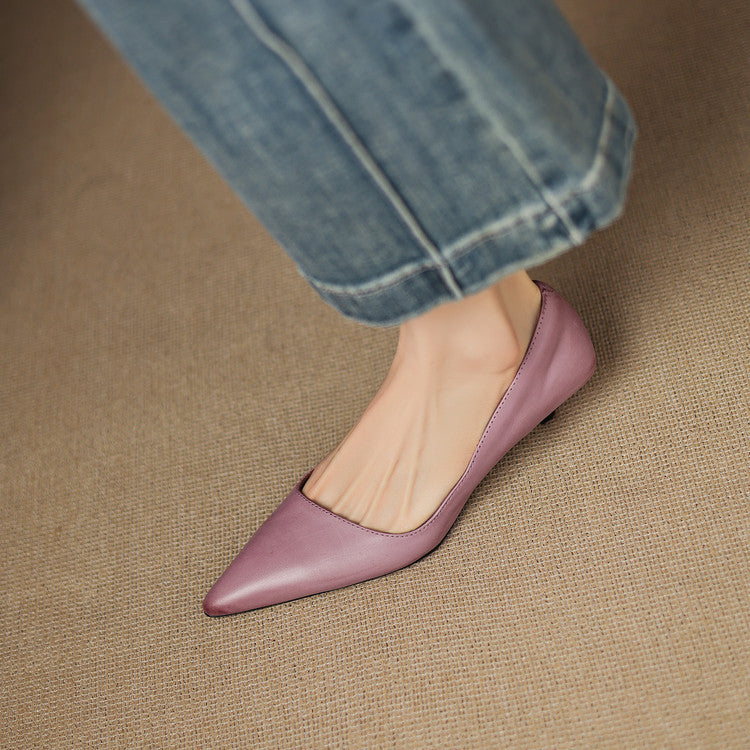 Pointed Side Open Kitten Heel Pumps for women | Elenora