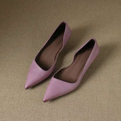 Pointed Side Open Kitten Heel Pumps for women | Elenora