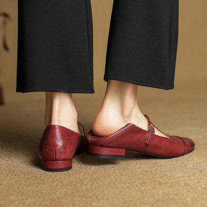 Classic T Strap Brogue Flat Shoes for women | Mireva