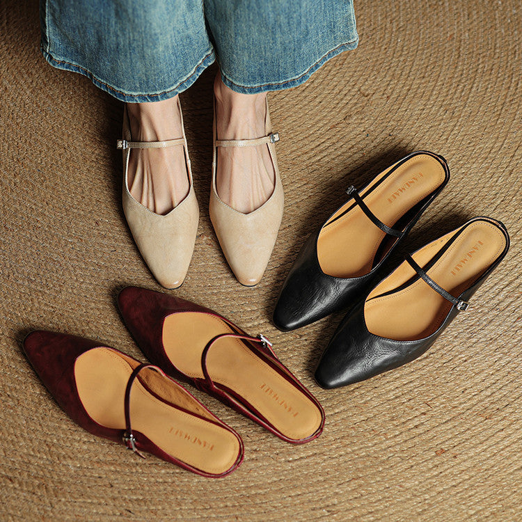 Pointed Toe Mary Jane Mule Heels for women | Clarisse