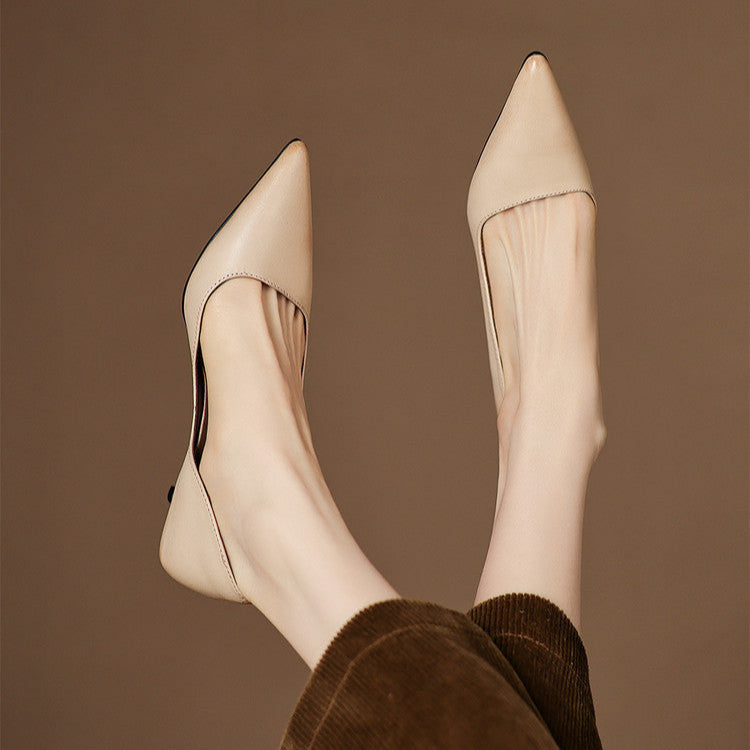 Pointed Side Open Kitten Heel Pumps for women | Elenora