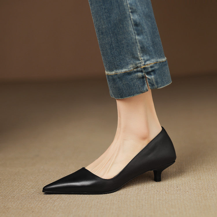 Pointed Side Open Kitten Heel Pumps for women | Elenora