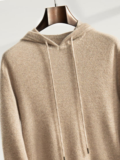 Lightweight relaxed knit hoodie with ribbed trim for men | Alvara