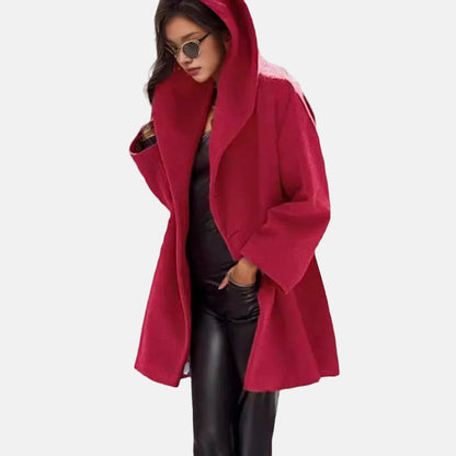 Oversized hooded thigh-length coat for women -2
