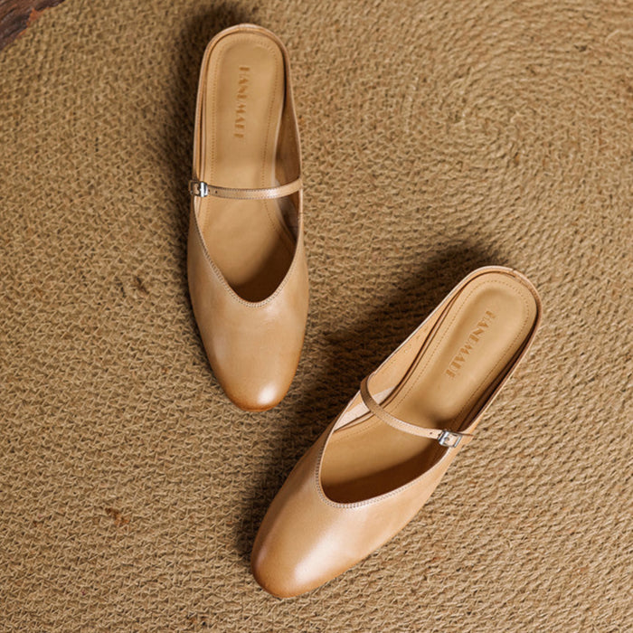 Almond Toe Mary Jane Mule Flats for women | Celestia