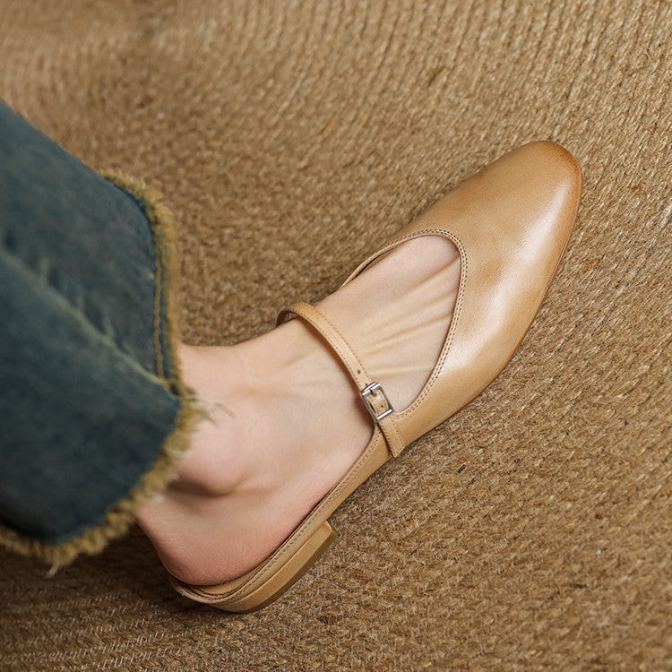 Almond Toe Mary Jane Mule Flats for women | Celestia