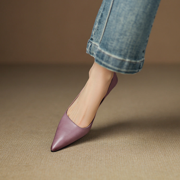 Pointed Side Open Kitten Heel Pumps for women | Elenora