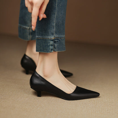 Pointed Side Open Kitten Heel Pumps for women | Elenora