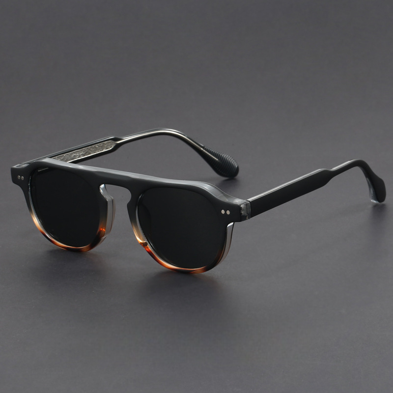 Rounded frame UV protection sunglasses with metal core arms for men | Noctaire