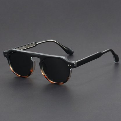 Rounded frame UV protection sunglasses with metal core arms for men | Noctaire