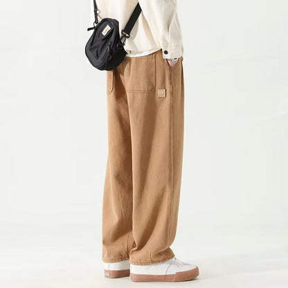 Wide leg relaxed pleated pants with stacked length for men | Corvane