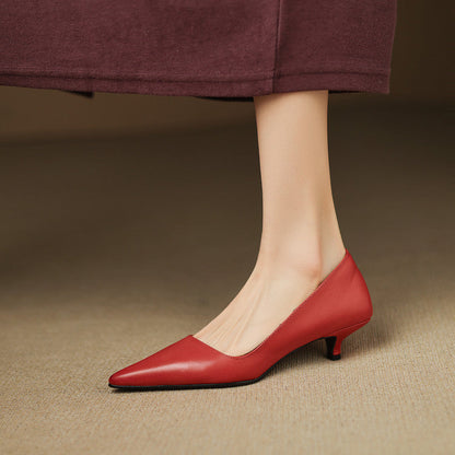 Pointed Side Open Kitten Heel Pumps for women | Elenora