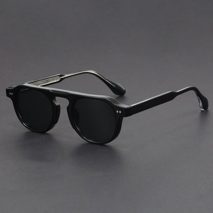 Rounded frame UV protection sunglasses with metal core arms for men | Noctaire