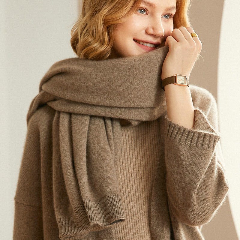 Lightweight draped knit shawl with cozy cowl neck for women | Mirelle