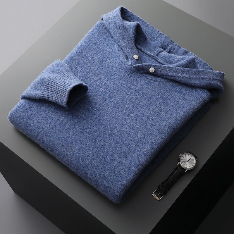 Lightweight refined knit hoodie with minimalist design for men | Caelum