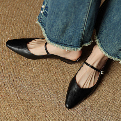 Pointed Toe Mary Jane Mule Heels for women | Clarisse