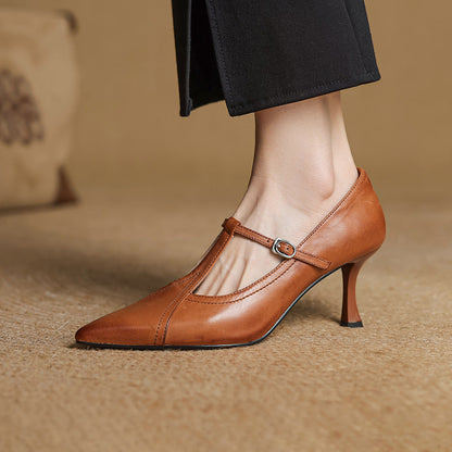 Pointed Toe Buckle Strap Stiletto Heels for women | Alessandra