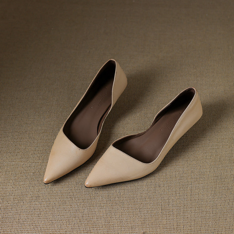 Pointed Side Open Kitten Heel Pumps for women | Elenora