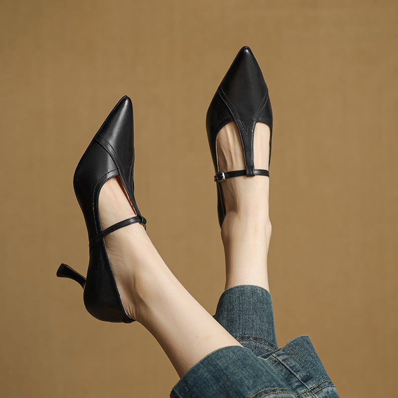 Pointed Toe Buckle Strap Stiletto Heels for women | Alessandra