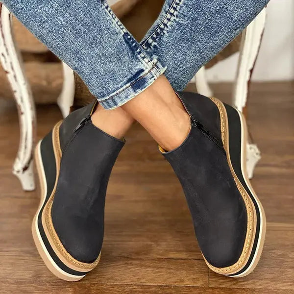 Classic platform wedge ankle boots for women -2