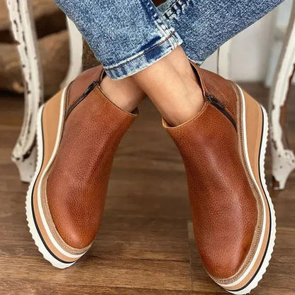 Classic platform wedge ankle boots for women -4