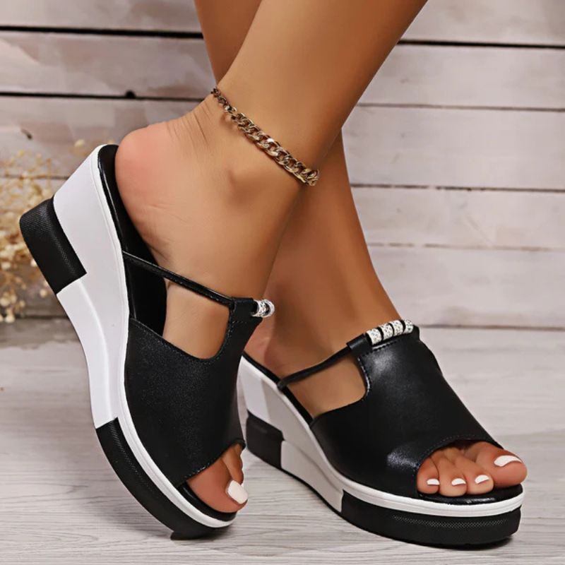 Supportive platform sandals with cushioned ergonomic footbed for women | Calira