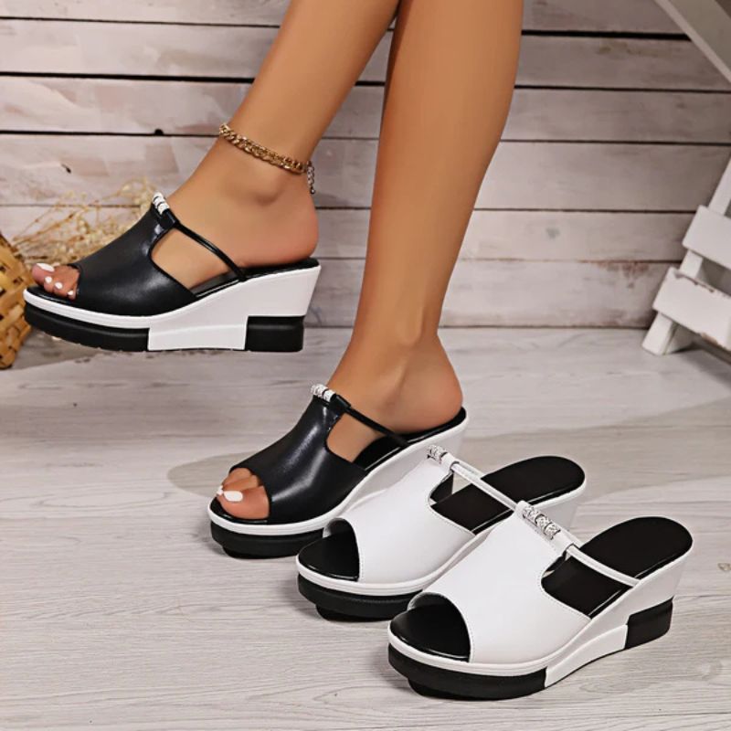 Supportive platform sandals with cushioned ergonomic footbed for women | Calira