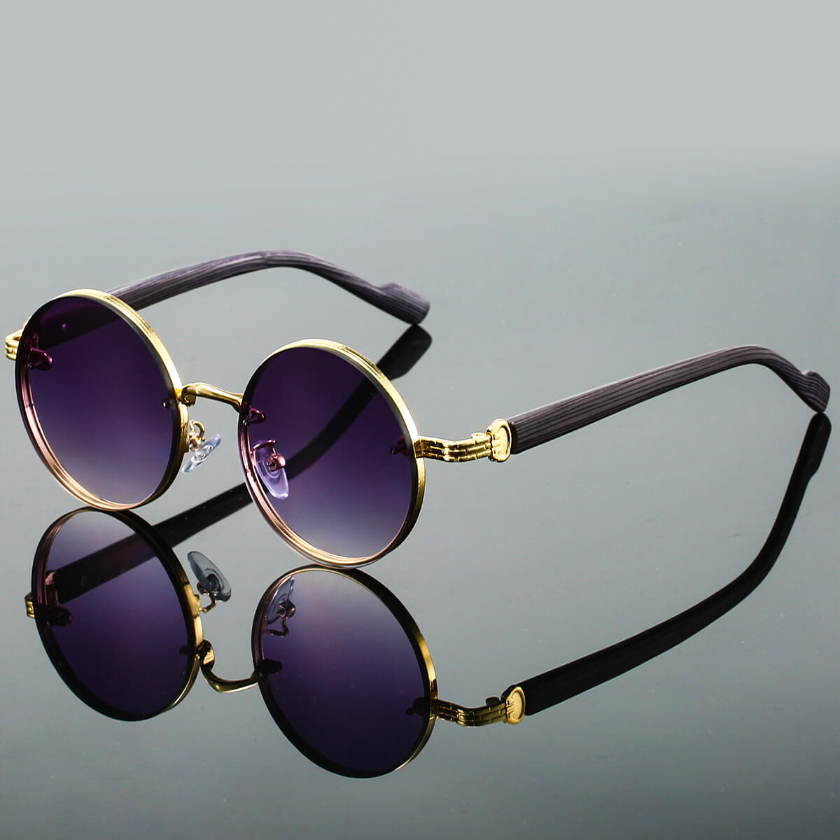 Lightweight round metal frame sunglasses for women | Aurora -3