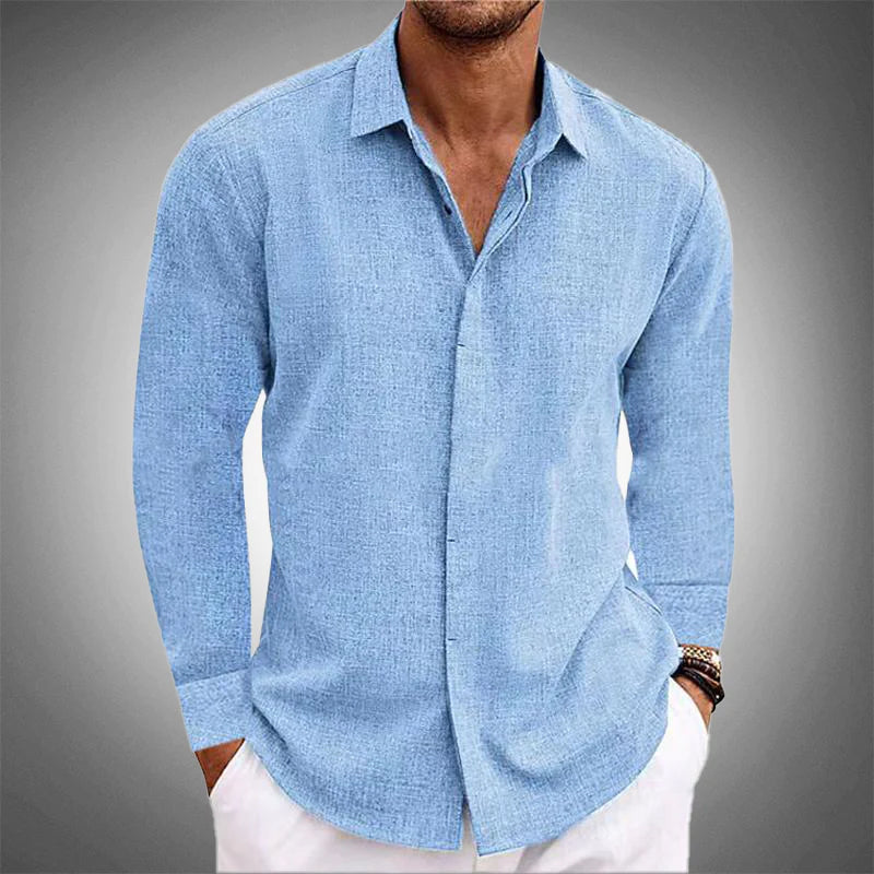 Classic relaxed linen shirt for men | Roberto Russo -1