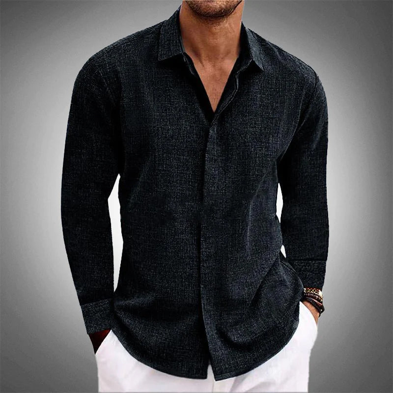 Classic relaxed linen shirt for men | Roberto Russo -2