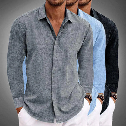 Classic relaxed linen shirt for men | Roberto Russo -5