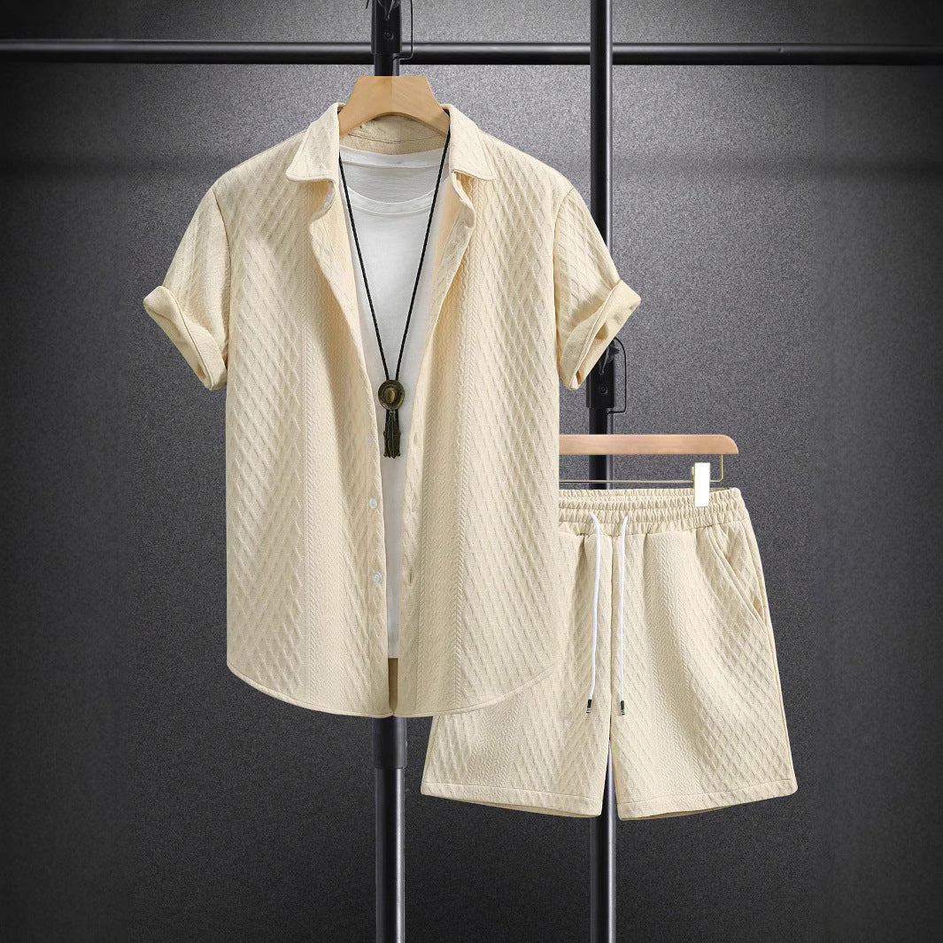 Casual short-sleeve cruise shirt and shorts set for men | Roberto Russo -3