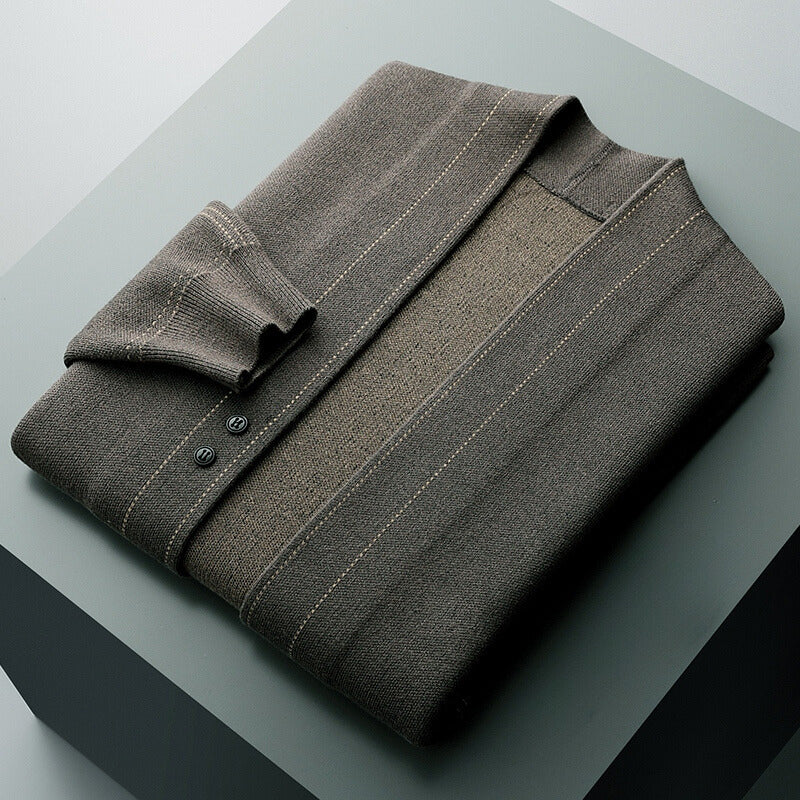 Classic woven wool button-through cardigan for men | Roberto Russo -5