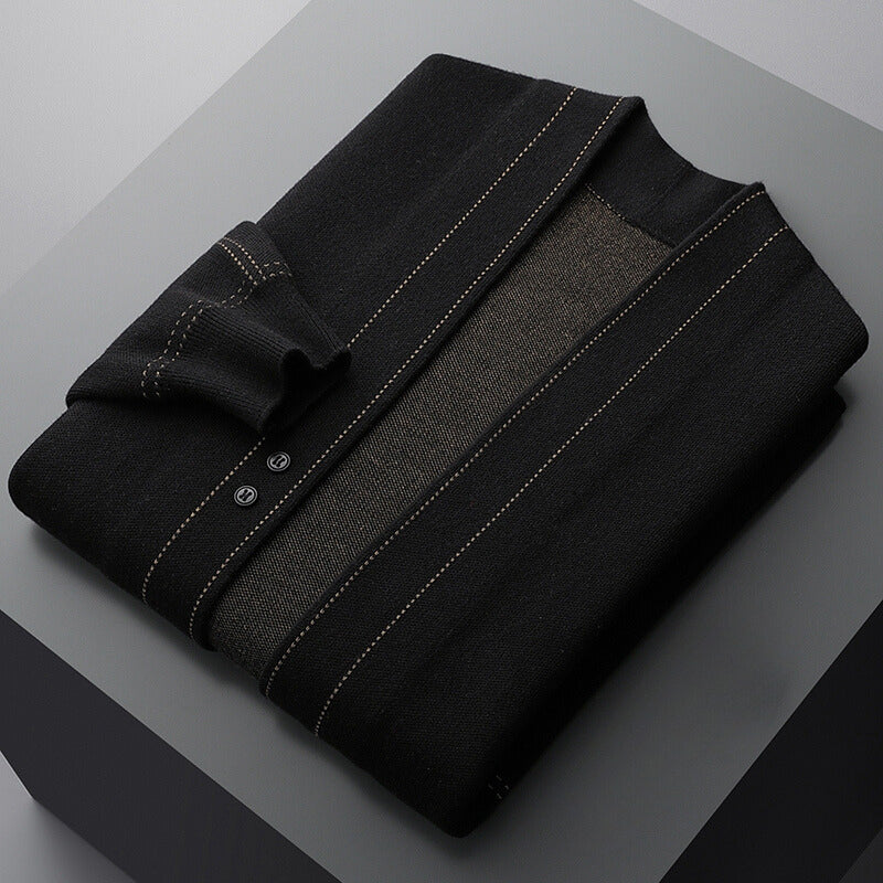 Classic woven wool button-through cardigan for men | Roberto Russo -6
