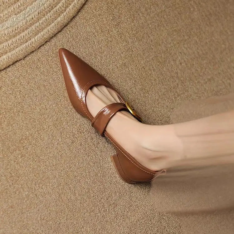 Pointed Toe Buckle Detail Flat Shoes for women | Corinne
