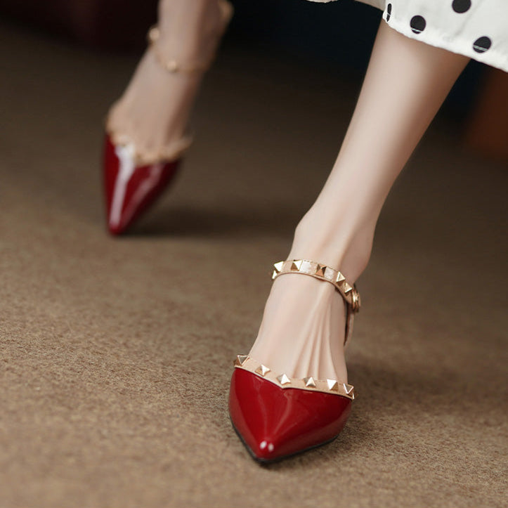 Studded Strap Square Heel Pumps for women | Mirezza