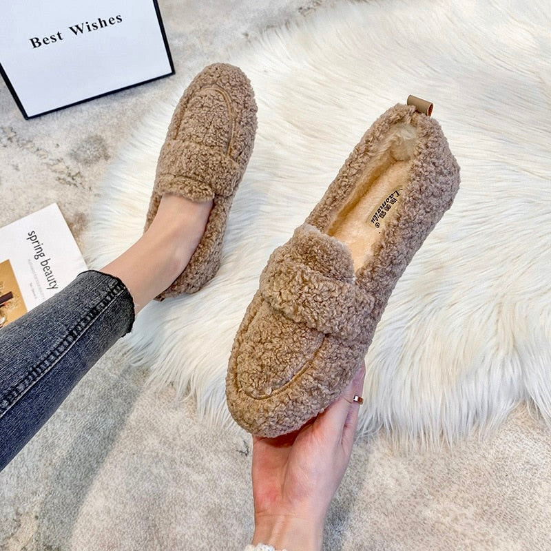 Warm slip on loafers with non slip sole for women | Mirella