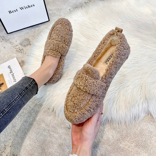 Warm slip on loafers with non slip sole for women | Mirella