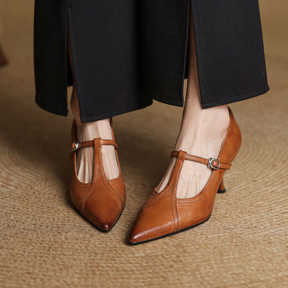 Pointed Toe Buckle Strap Stiletto Heels for women | Alessandra