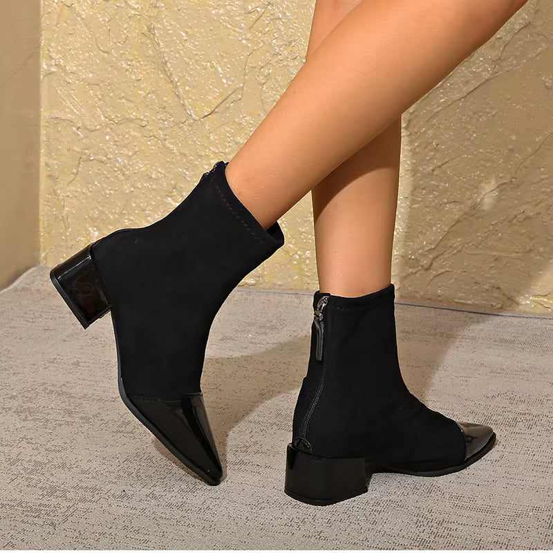 Elegant block-heel suede ankle boots for women | Gracia -12