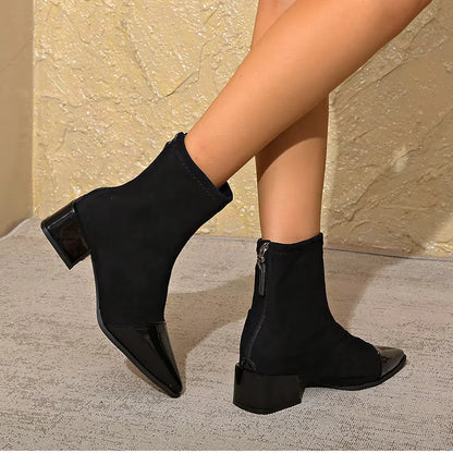 Elegant block-heel suede ankle boots for women | Gracia -12