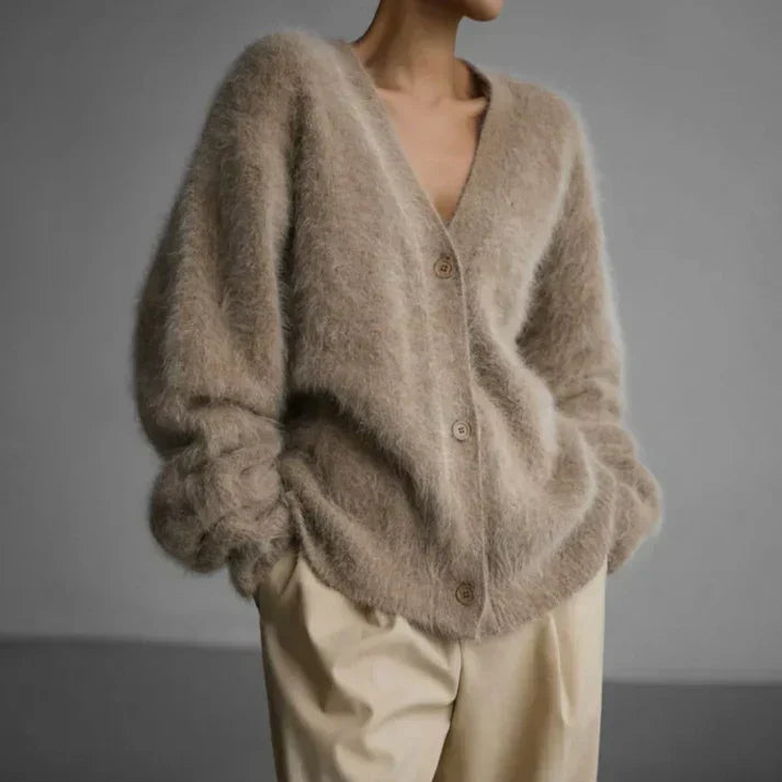 Elegant relaxed cashmere cardigan for women | Ella -1
