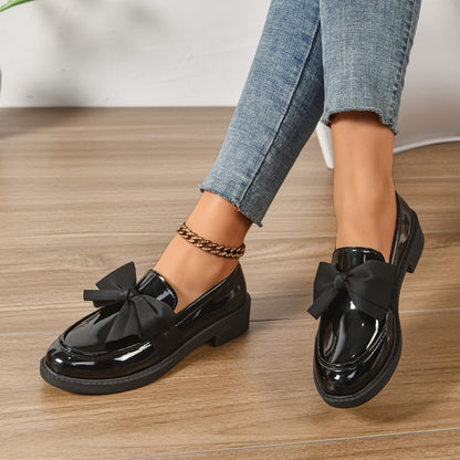 Classic Bow Detail Platform Loafers for women | Mirel