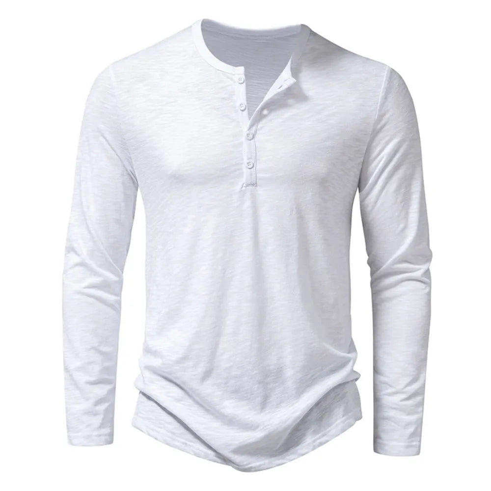 Slim soft cotton classic henley top for men | Dixon -9