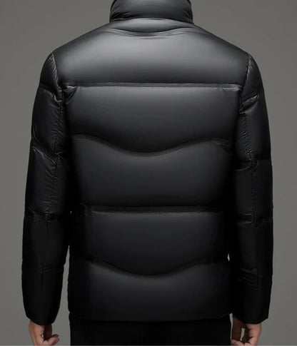 High-gloss insulated hooded winter jacket for men | Lorne Glacier